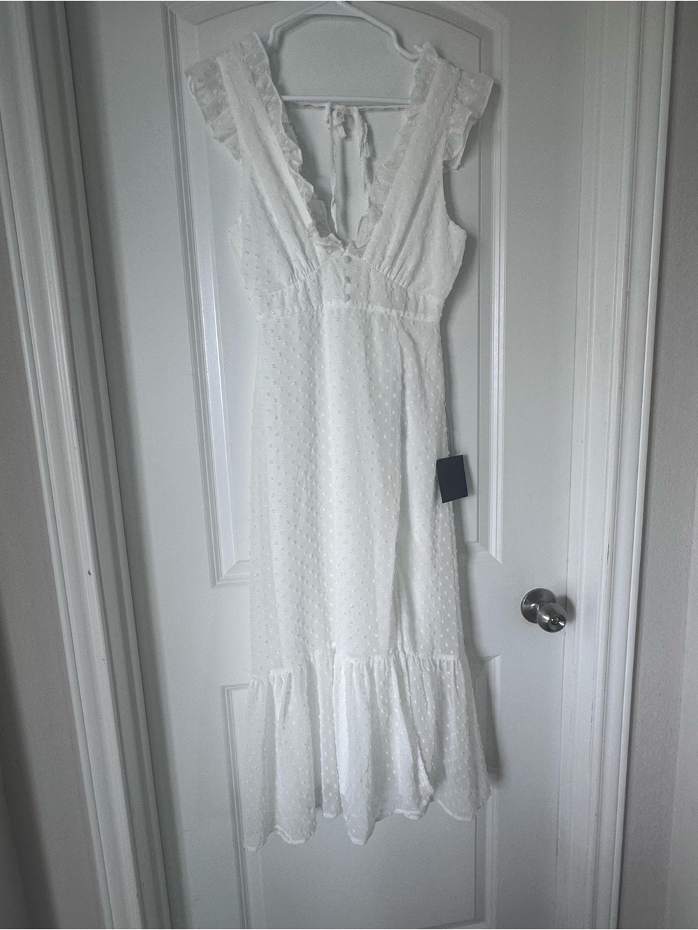 Lulus White Swiss Dot Midi Dress